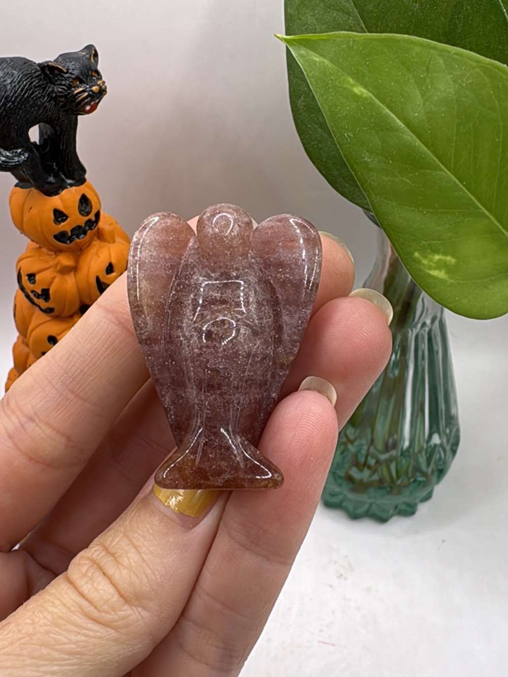 Natural strawberry quartz Crystal Angel